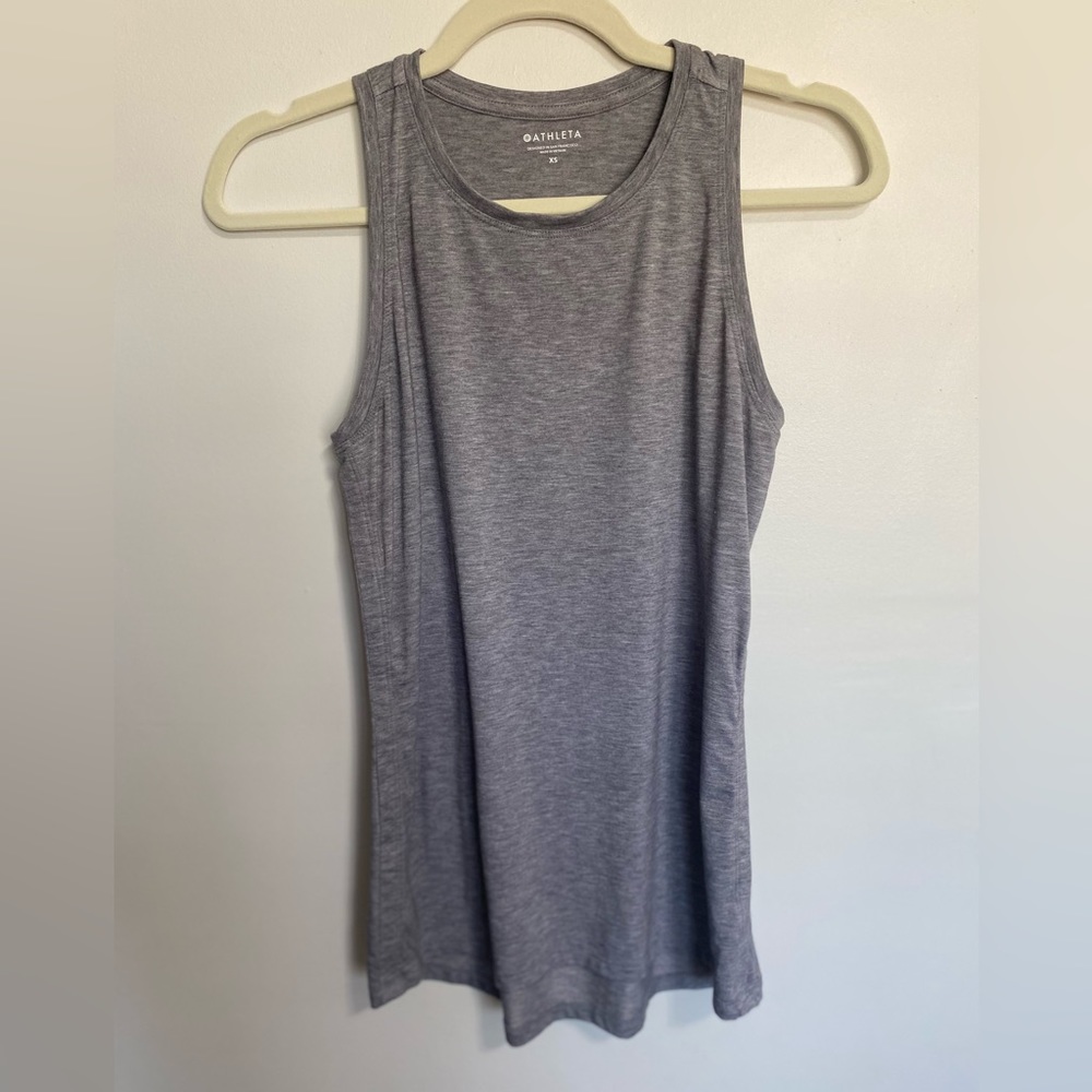 Athleta Gray Racerback Athletic Tank Top Size XS Workout Yoga - Picture 6 of 7